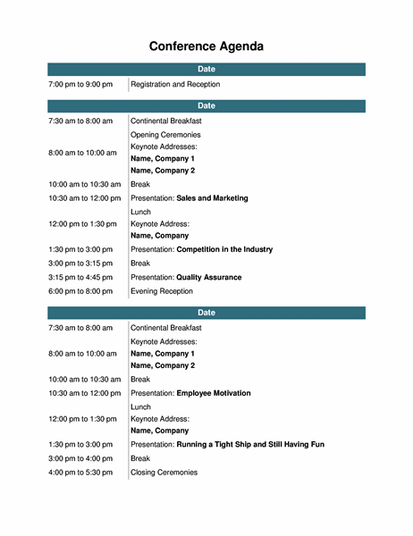 Conference Agenda